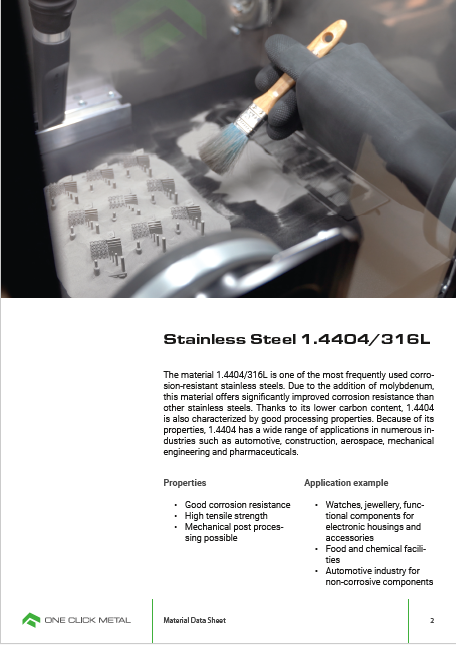 Stainless steel material data sheet